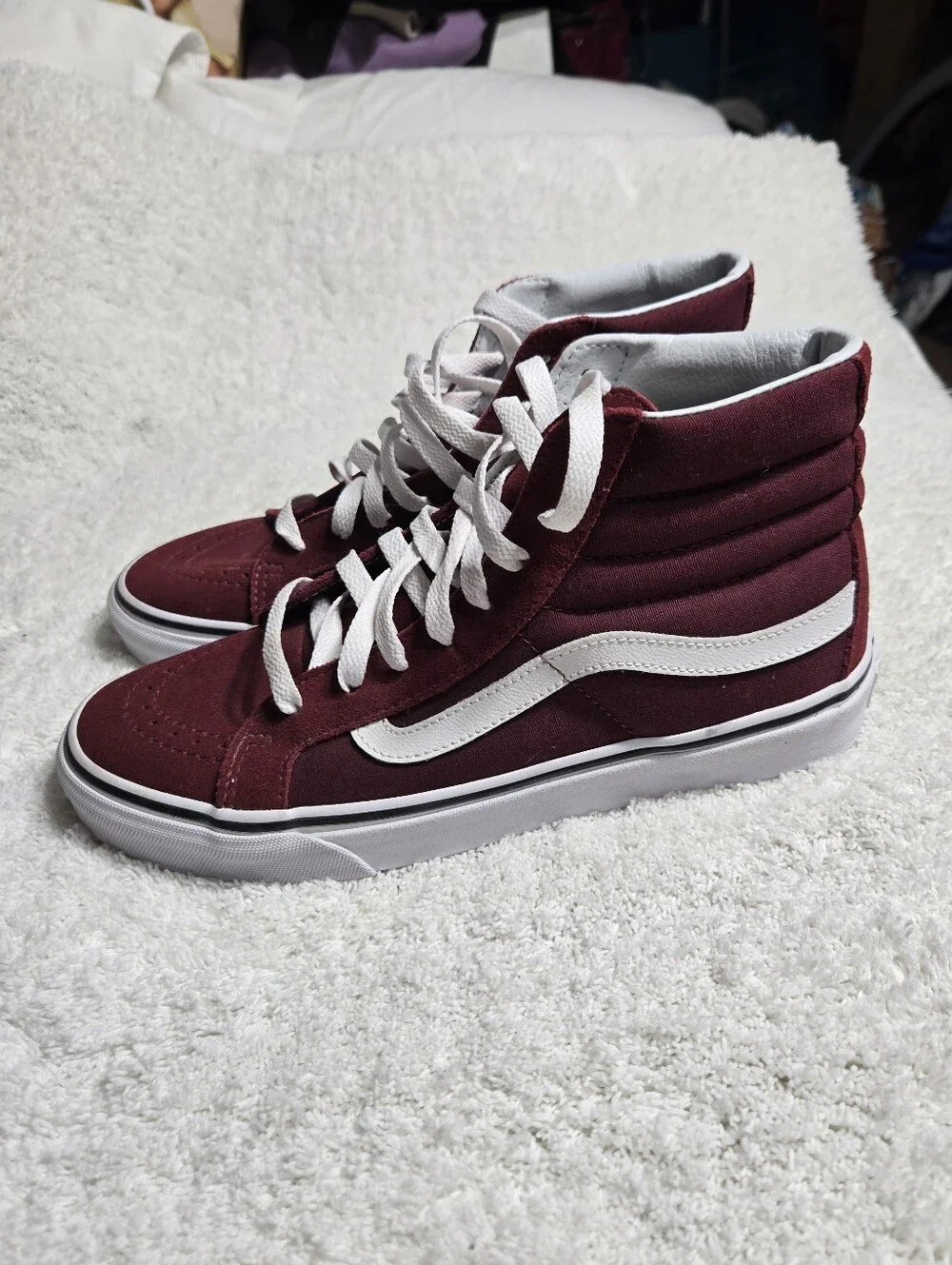 Vans Sk8-Hi high-top sneakers in burgundy Sz 8 W/ 6.5 M Like New